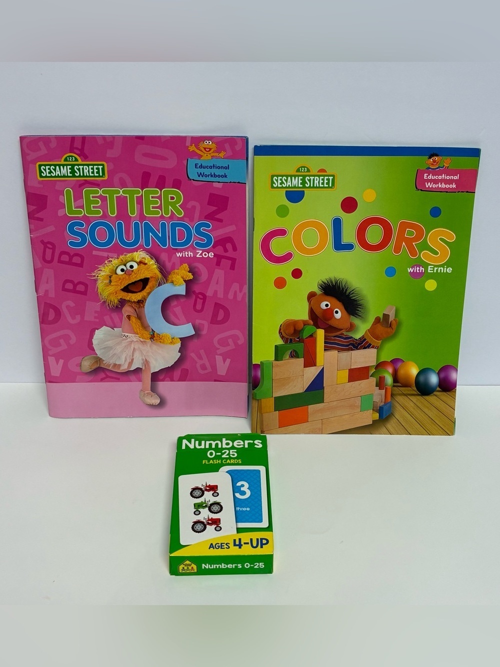 Educational Resources PreK-K COLORS & LETTER SOUNDS Workbooks Numbers Cards 0-25